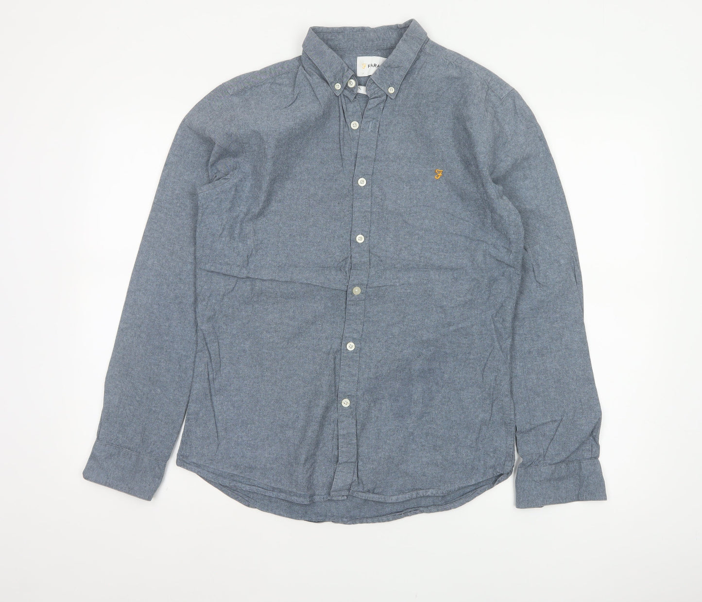 Farah Men’s Blue M Cotton Button-Down Long Sleeve Casual Shirt