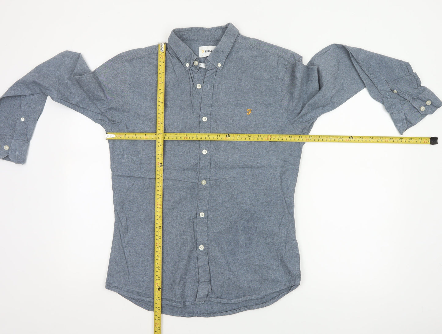 Farah Men’s Blue M Cotton Button-Down Long Sleeve Casual Shirt