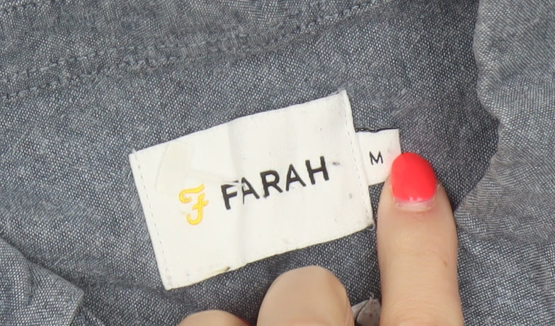 Farah Men’s Blue M Cotton Button-Down Long Sleeve Casual Shirt