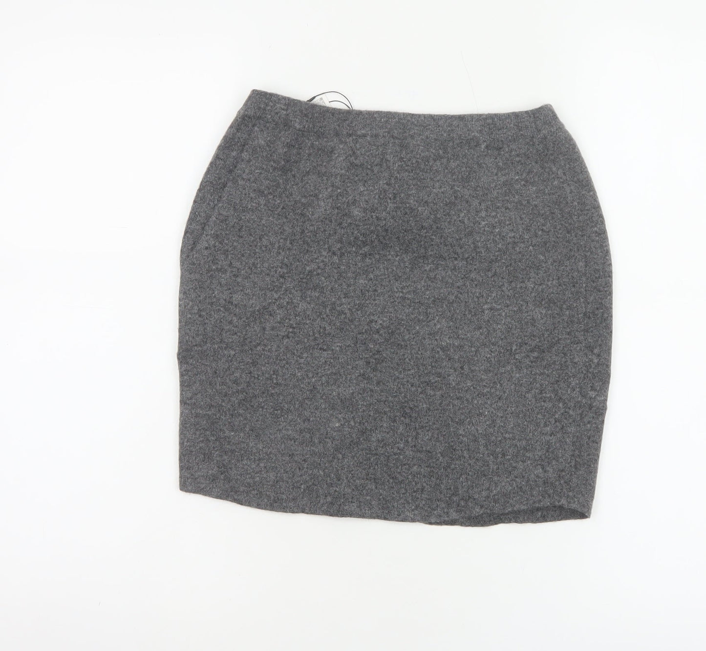 Zara Women Grey S Knit Pencil Mini Skirt High Rise Stretch