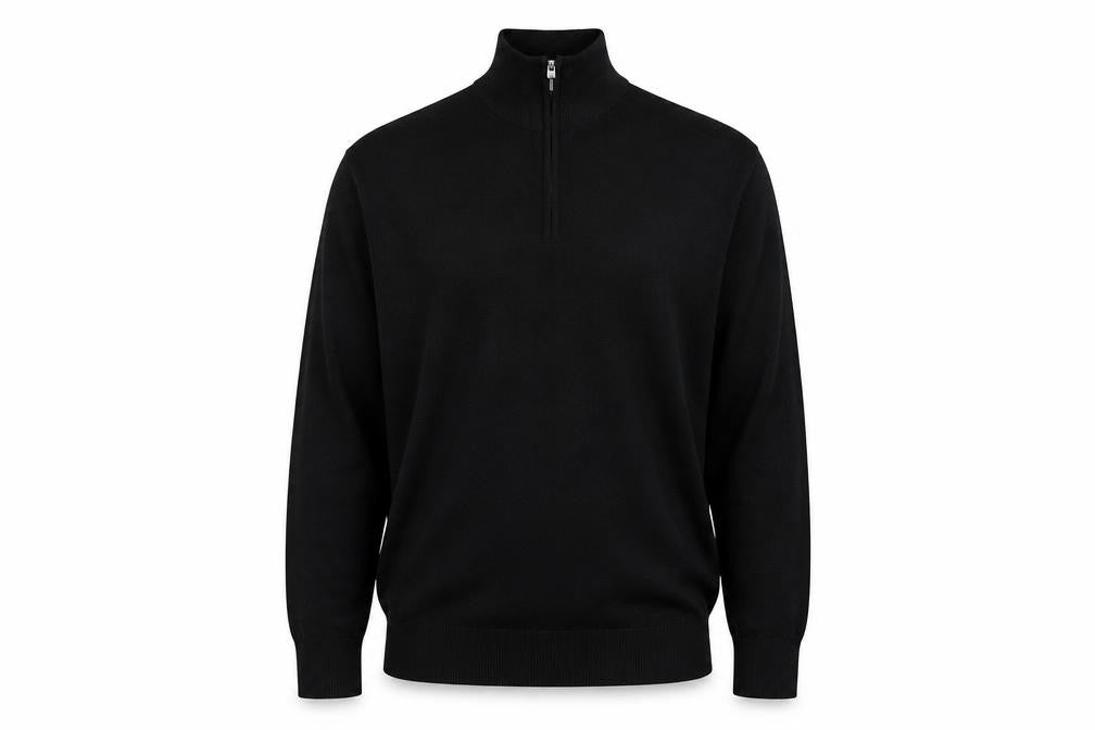 Marks and Spencer Autograph Men Black M Merino Wool 1/4 Zip Jumper