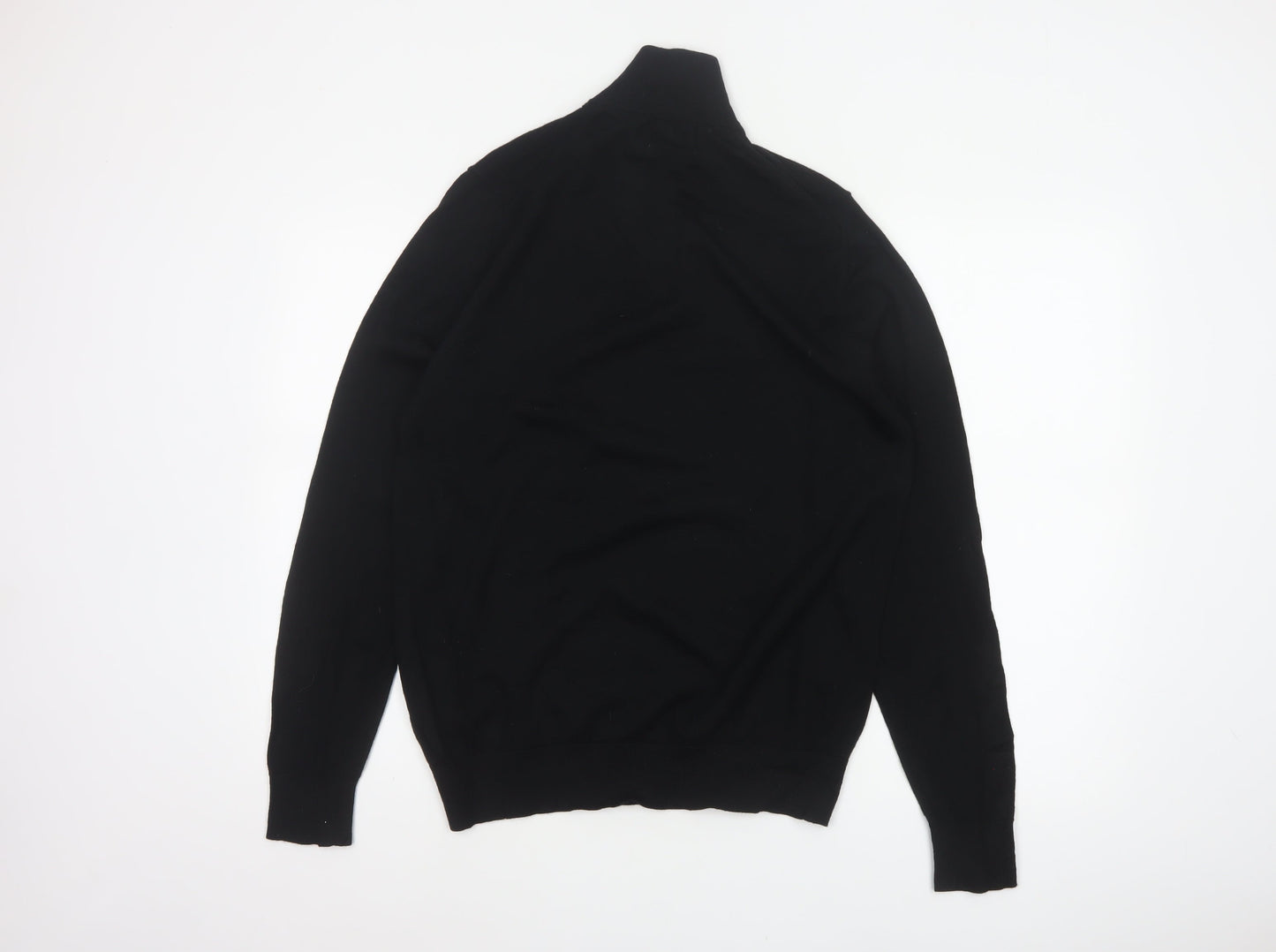 Marks and Spencer Autograph Men Black M Merino Wool 1/4 Zip Jumper