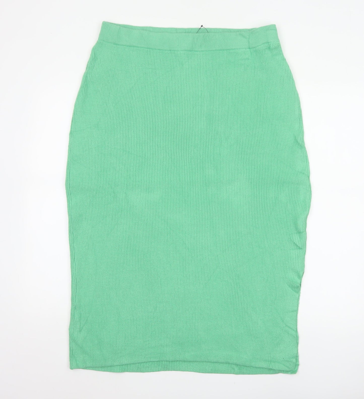 Marks and Spencer Women Green L Ribbed Knit Pencil Midi Skirt