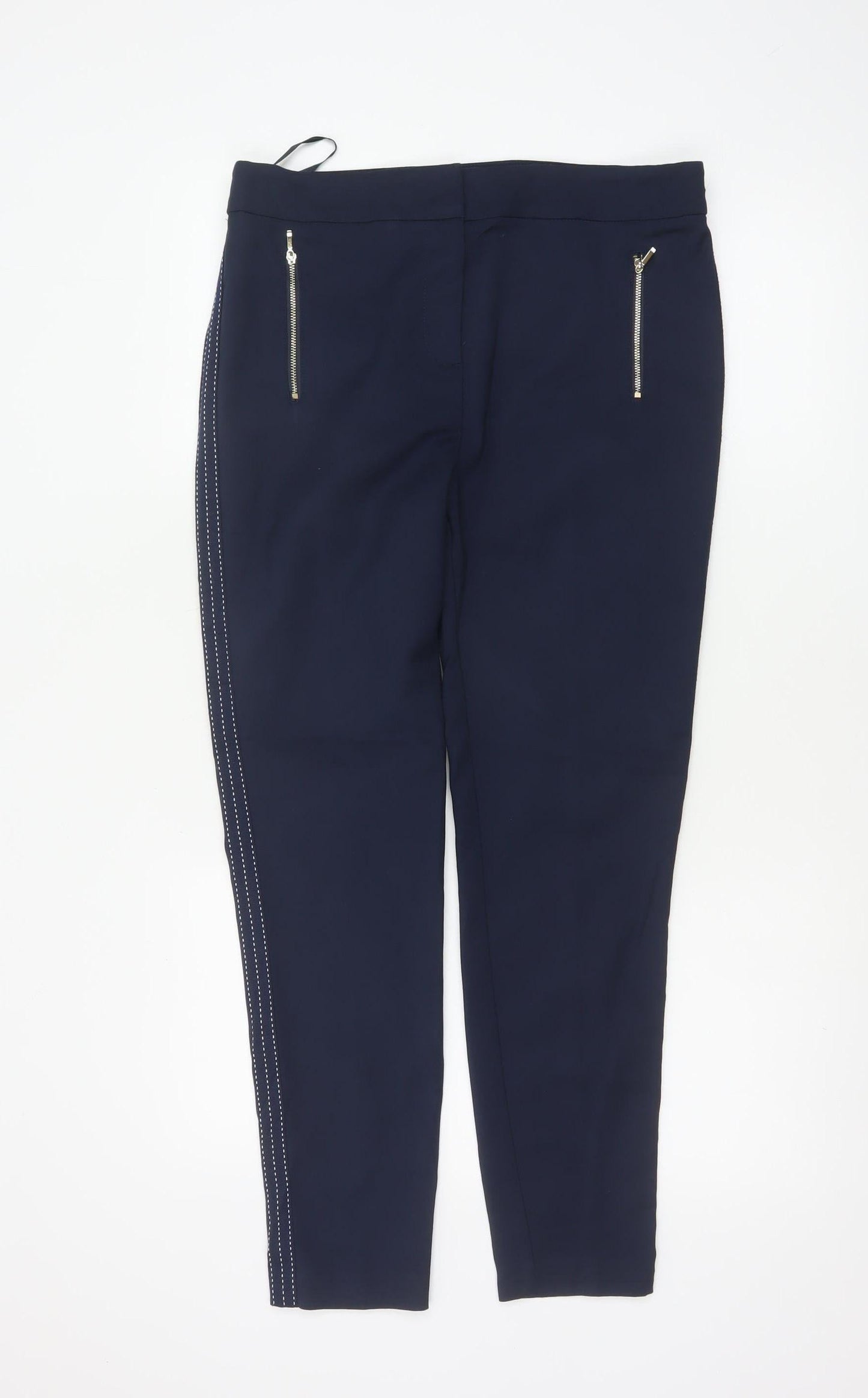 Next Women’s Blue UK 10 Regular Tapered Trousers Zip Pockets