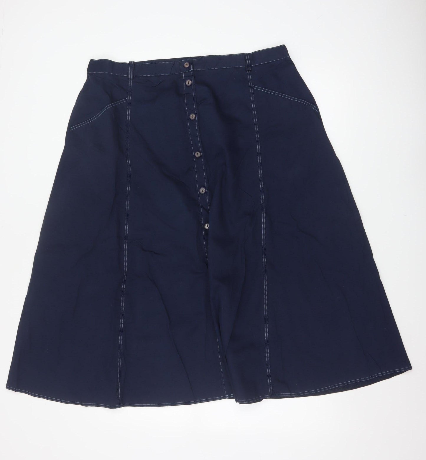 Country Collection Women’s Navy UK 20 Long A-Line Cotton Button Skirt