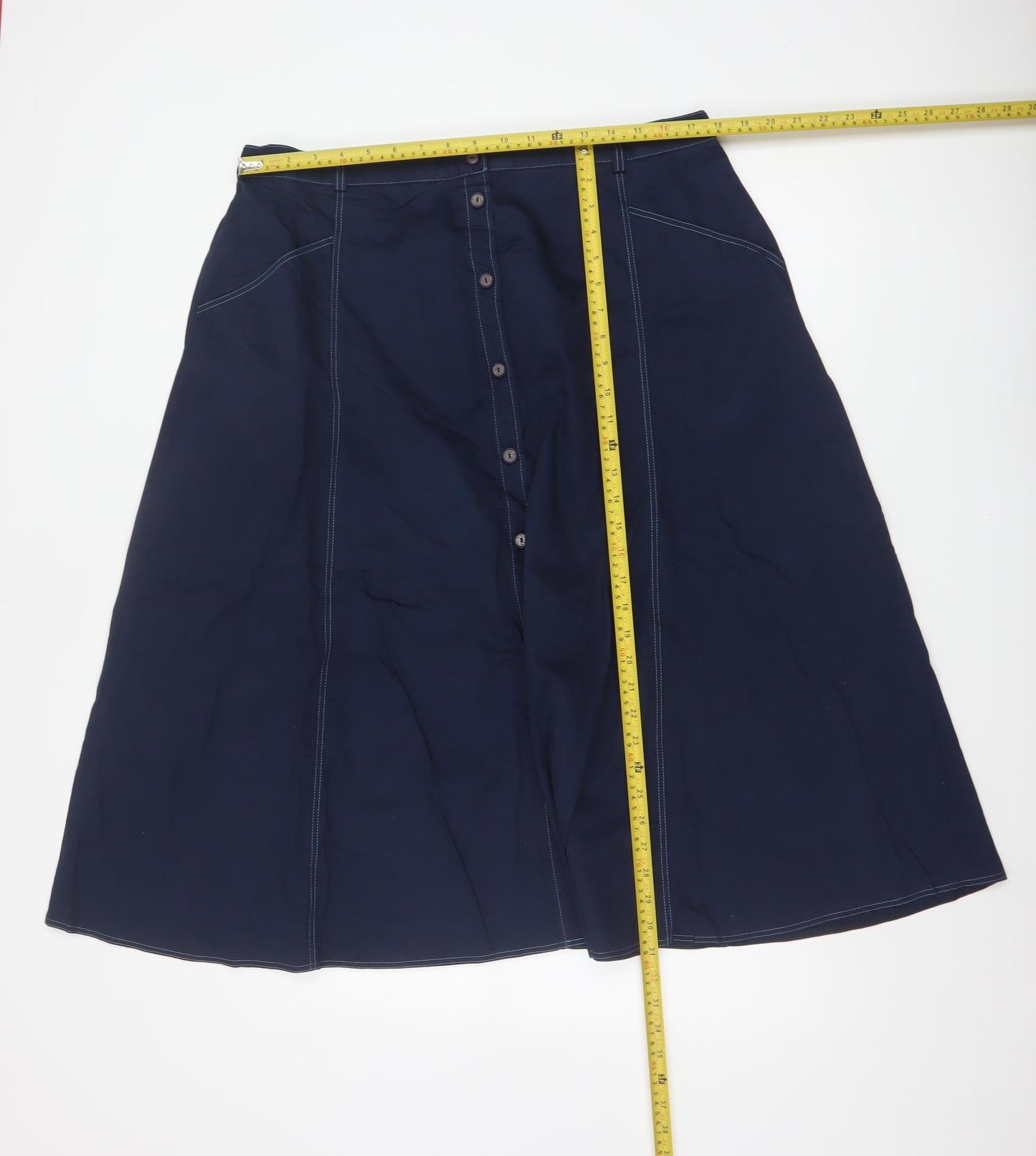 Country Collection Women’s Navy UK 20 Long A-Line Cotton Button Skirt