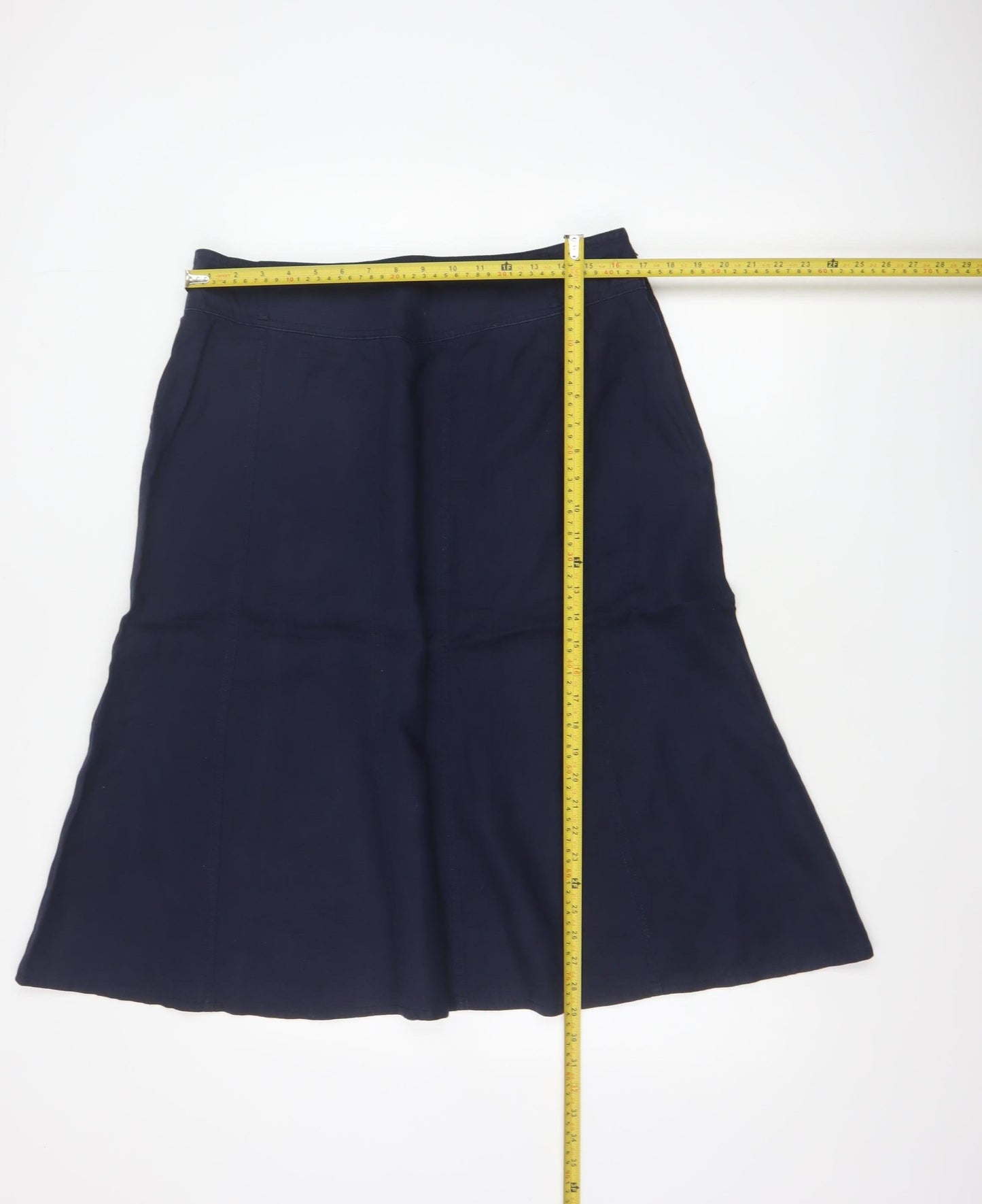 Marks and Spencer Women Blue UK 16 Linen A-Line Midi Skirt