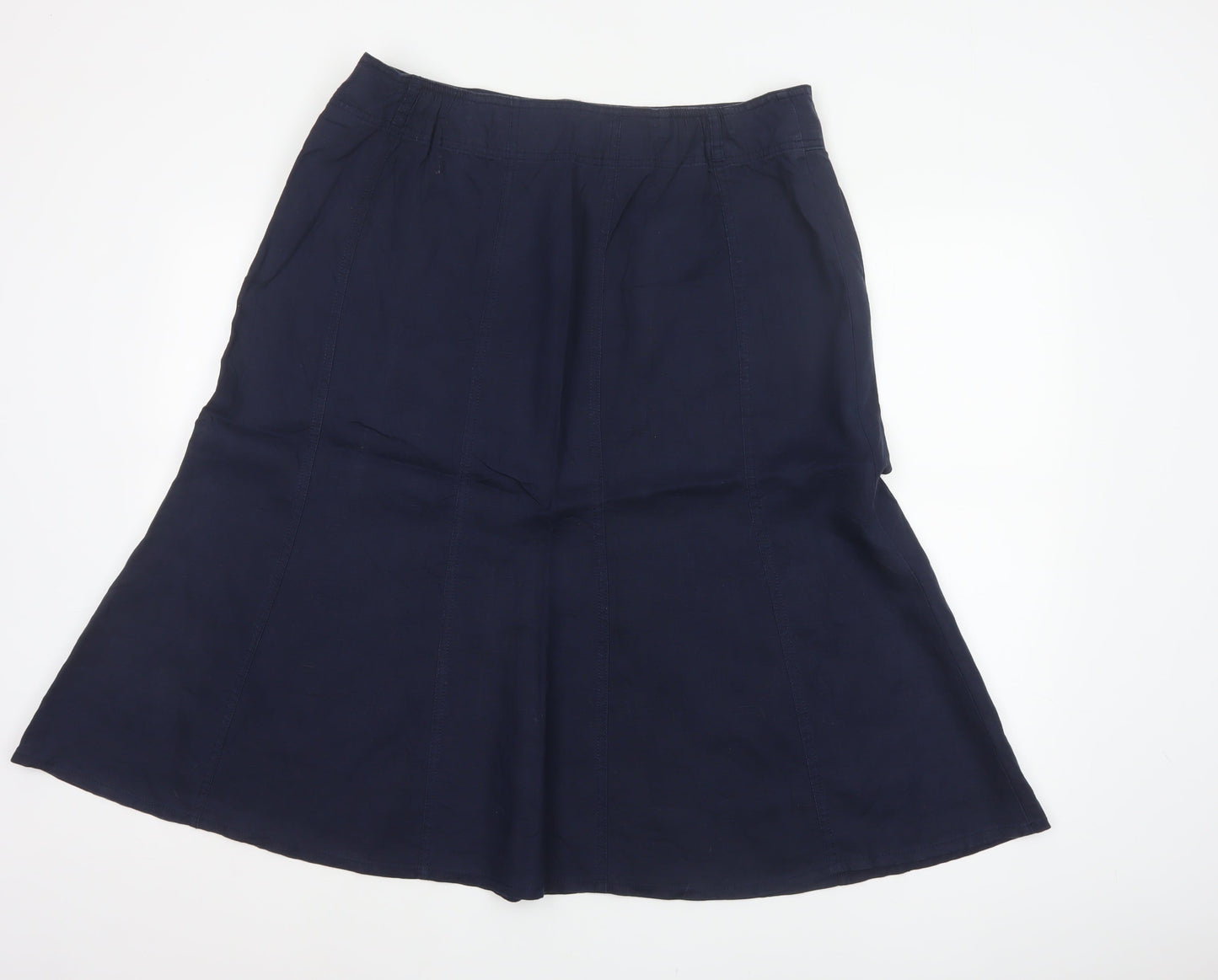 Marks and Spencer Women Blue UK 16 Linen A-Line Midi Skirt