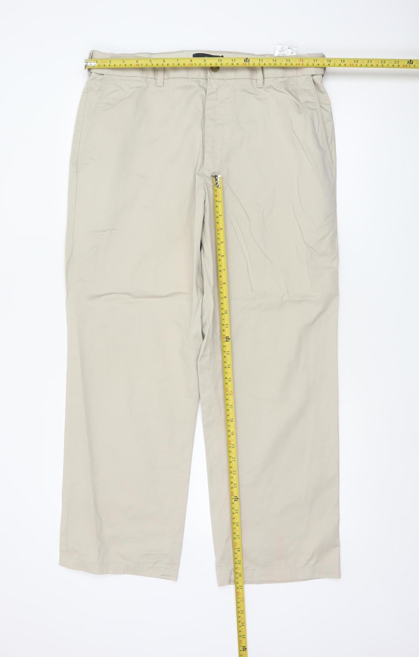 Blue Harbour Men’s Beige 36W 29L Cotton Straight Chino Trousers