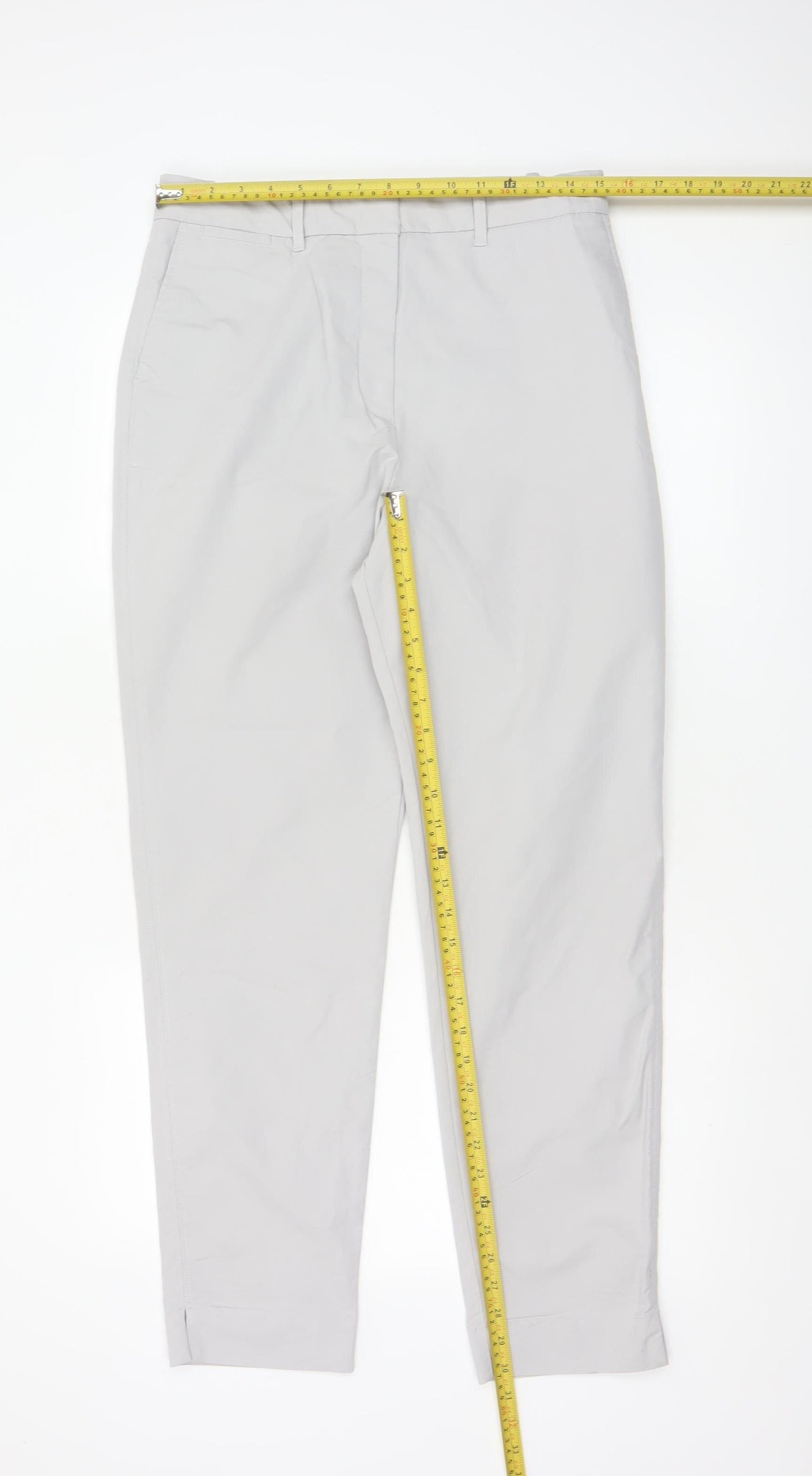 Marks and Spencer Women Grey UK 12 Long Tapered Chino Trousers