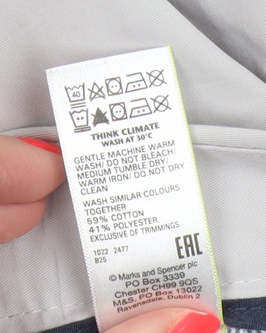 Marks and Spencer Women Grey UK 12 Long Tapered Chino Trousers