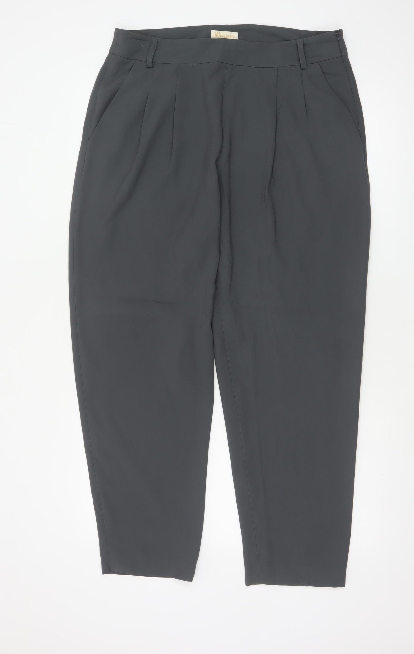 Monsoon Women Black UK 14 Tapered Pleated Dress Trousers