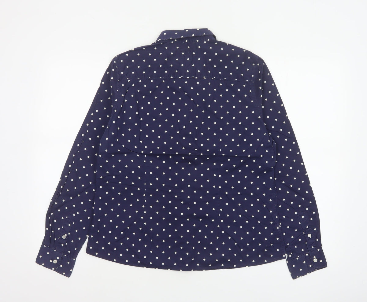 The Savile Row Company Women Blue Polka Dot Size 14 Button-Up Shirt