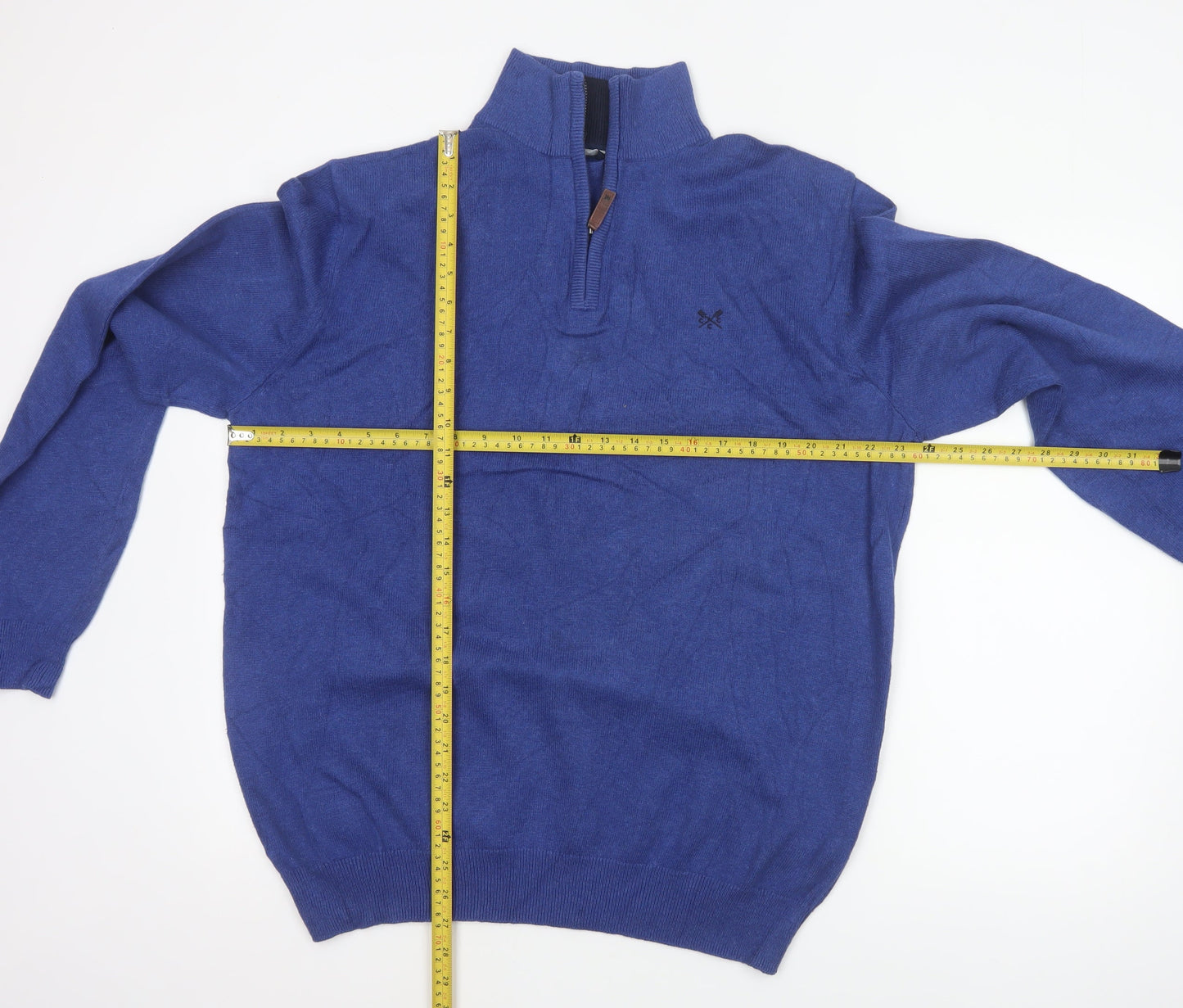 Crew Clothing Company Men Blue 2XL 1/2 Zip Cotton Cashmere Jumper