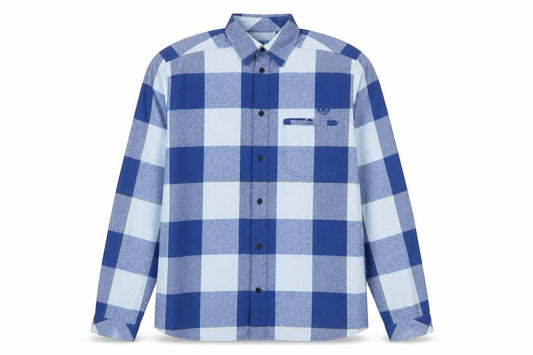 Adidas Men’s Blue Check Cotton Long Sleeve Button-Up Shirt M Vintage