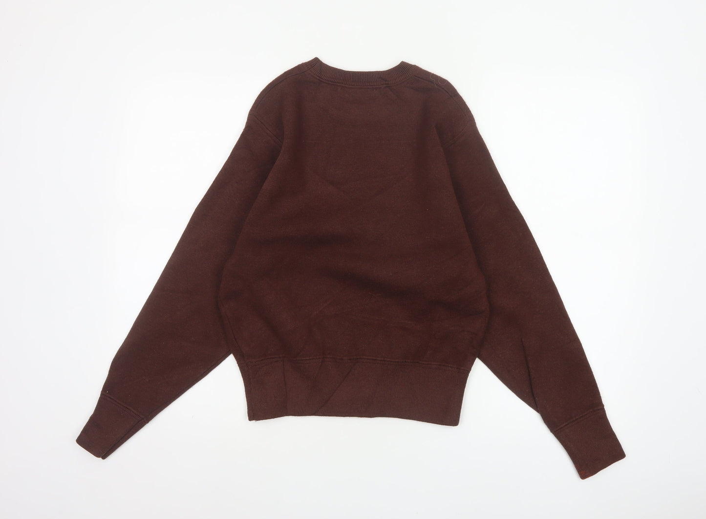 Zara Women Brown S Crew Neck Knit Pullover Jumper Long Sleeve