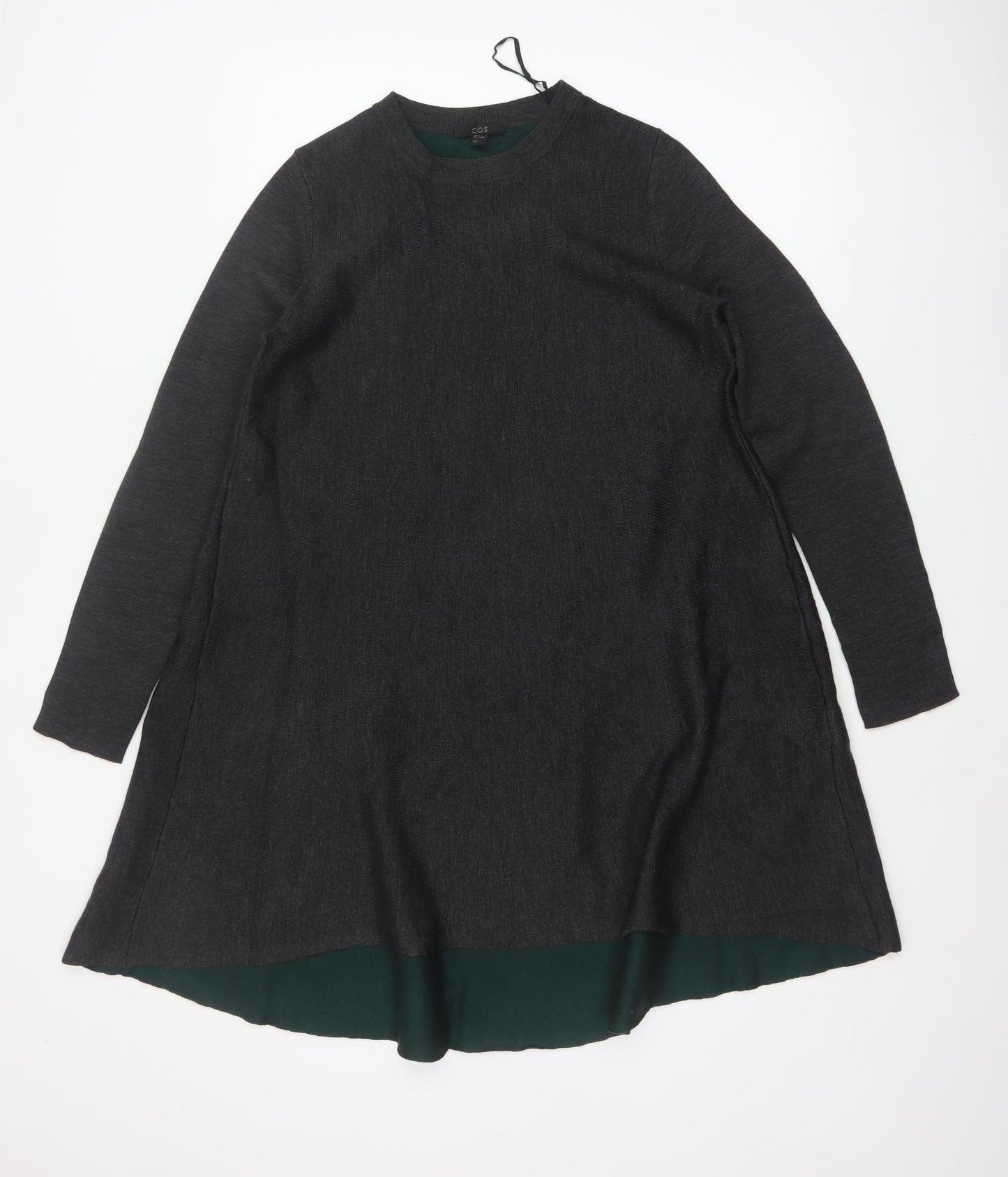 COS Women Grey Wool Blend A-Line Layered Knit Dress Size S