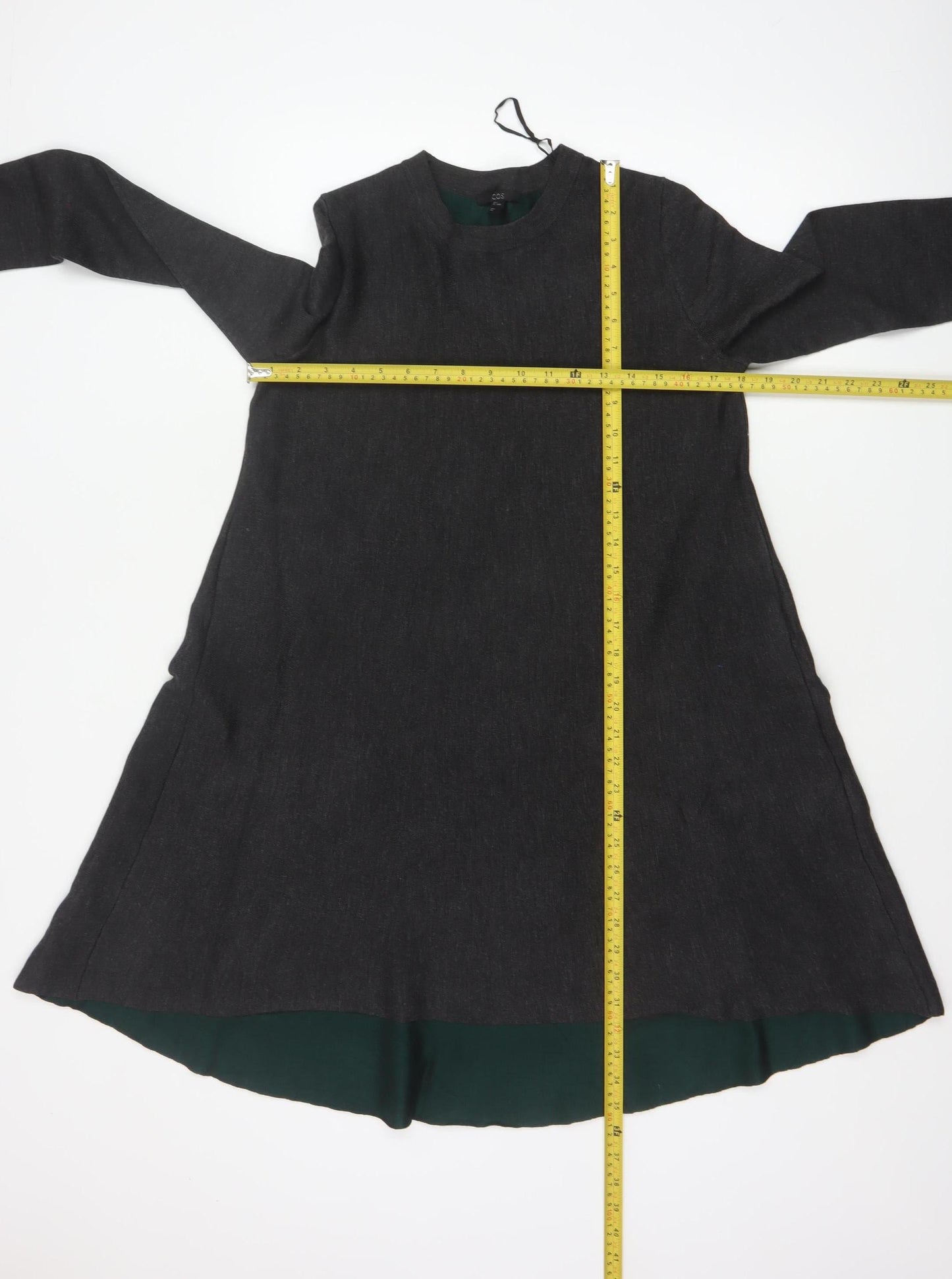 COS Women Grey Wool Blend A-Line Layered Knit Dress Size S