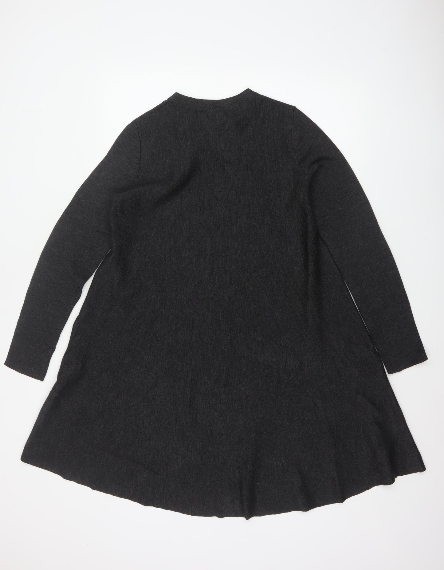 COS Women Grey Wool Blend A-Line Layered Knit Dress Size S