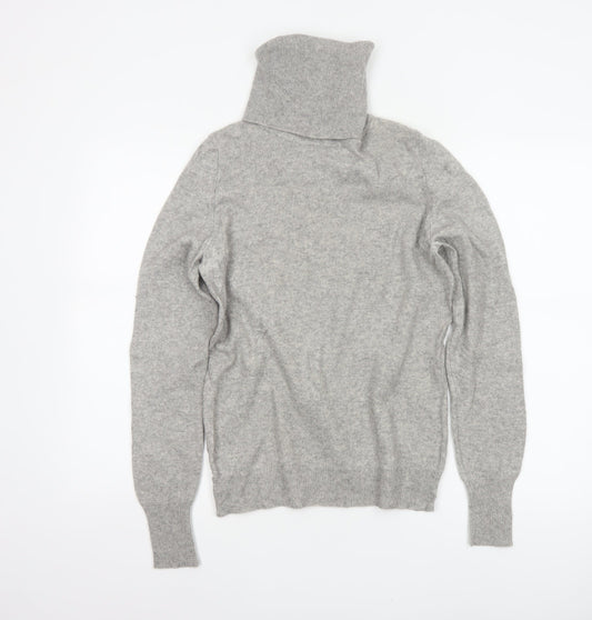 Jaeger Women’s Grey M Wool Cashmere Roll Neck Knit Pullover Jumper