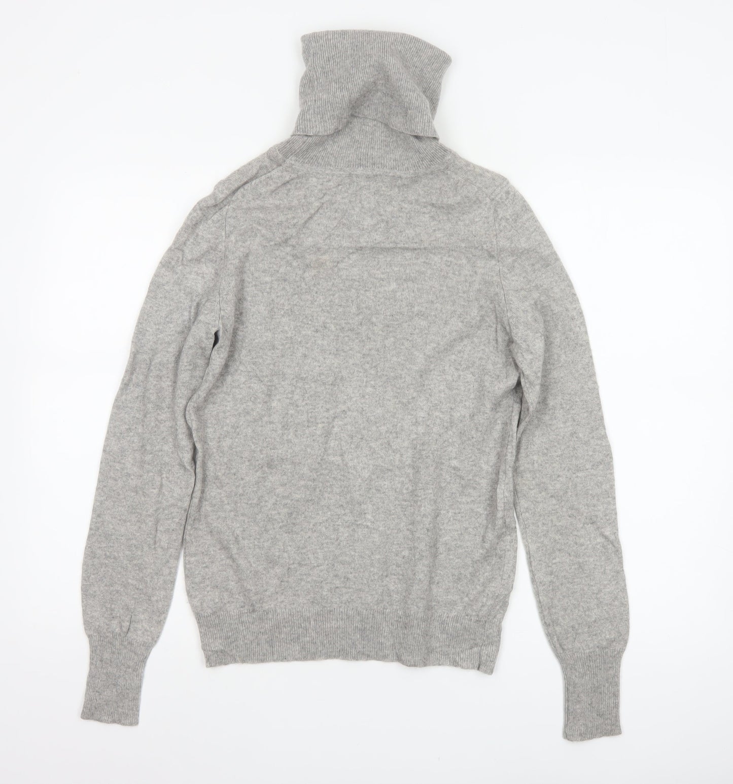 Jaeger Women’s Grey M Wool Cashmere Roll Neck Knit Pullover Jumper