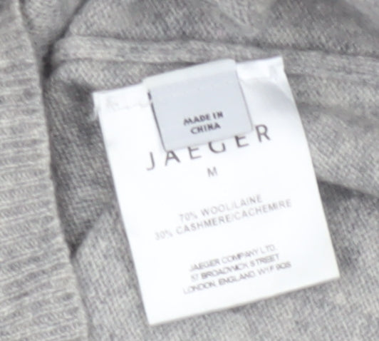 Jaeger Women’s Grey M Wool Cashmere Roll Neck Knit Pullover Jumper