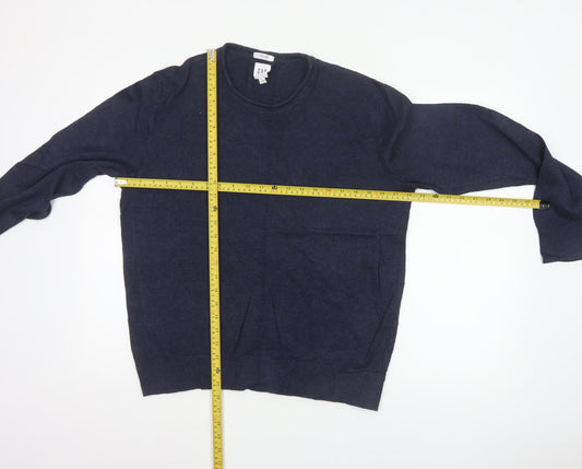 GAP Men’s Blue M Linen Crew Neck Pullover Lightweight Jumper