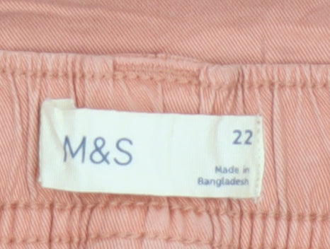 Marks and Spencer Women Pink UK 22 Cargo Shorts Cuffed Pockets