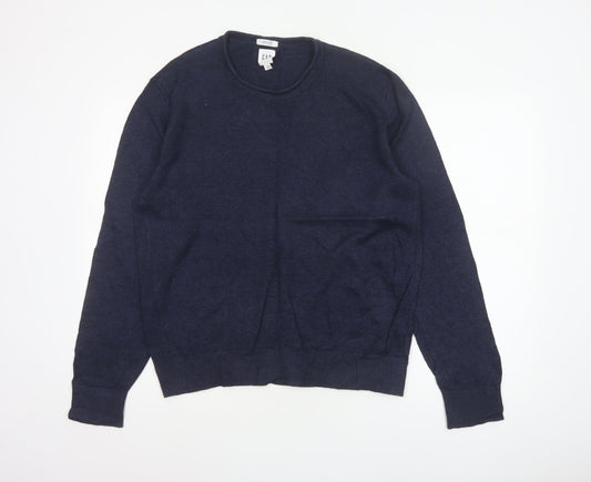 Gap Men’s Navy Blue M Linen Crew Neck Pullover Jumper Knit