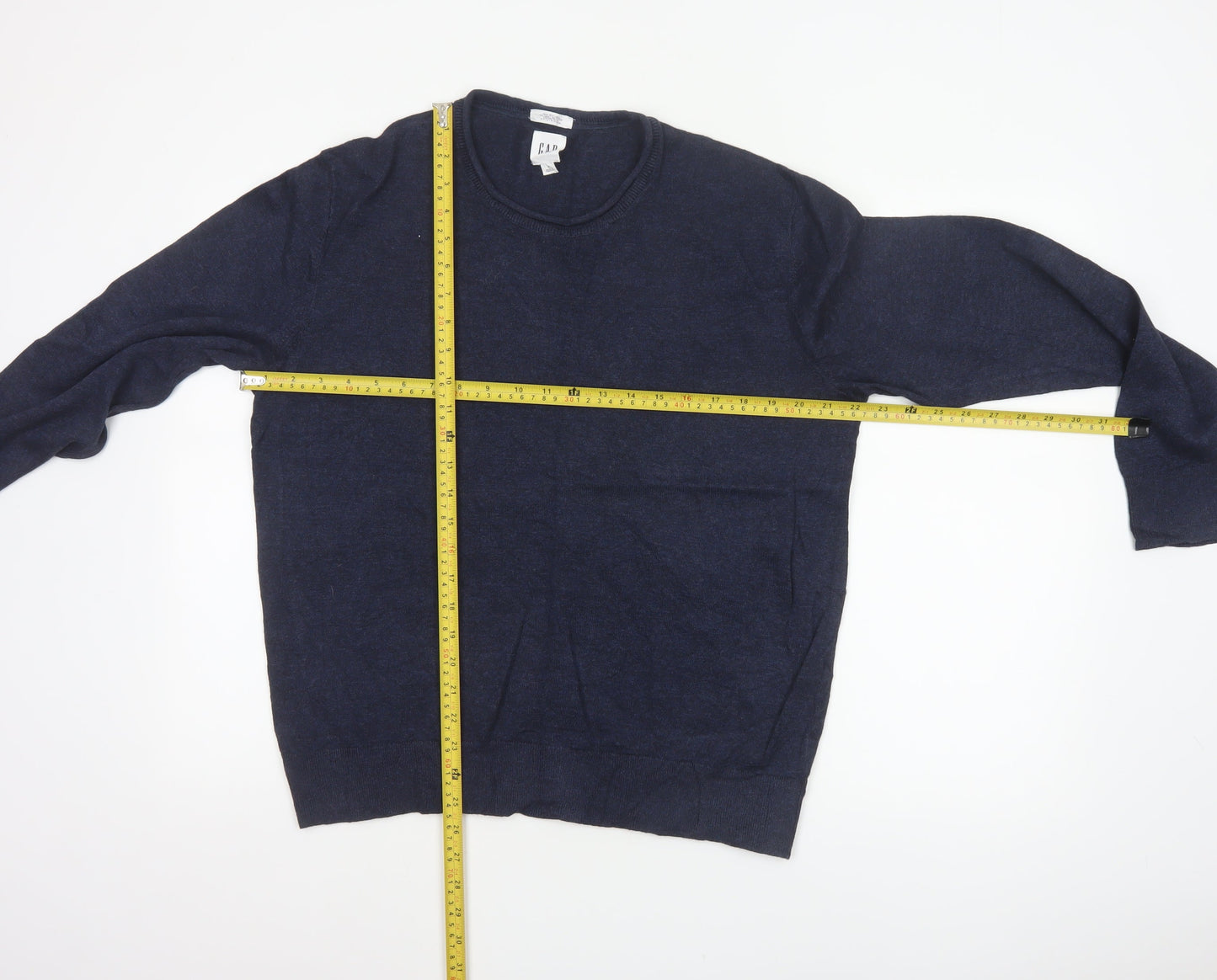Gap Men’s Navy Blue M Linen Crew Neck Pullover Jumper Knit