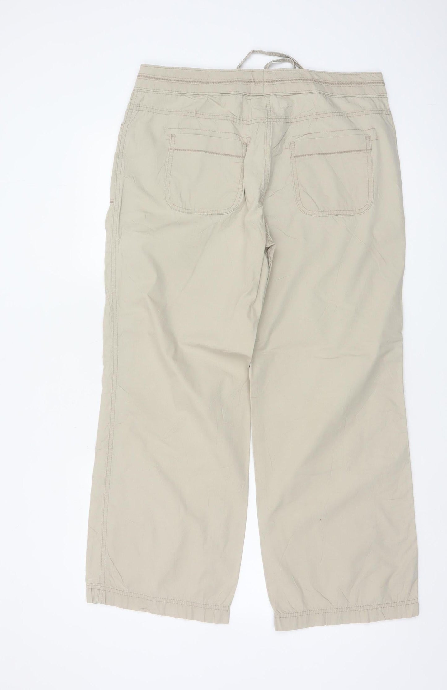 Marks & Spencer Women Beige UK 14 Short Carpenter Wide-Leg Trousers