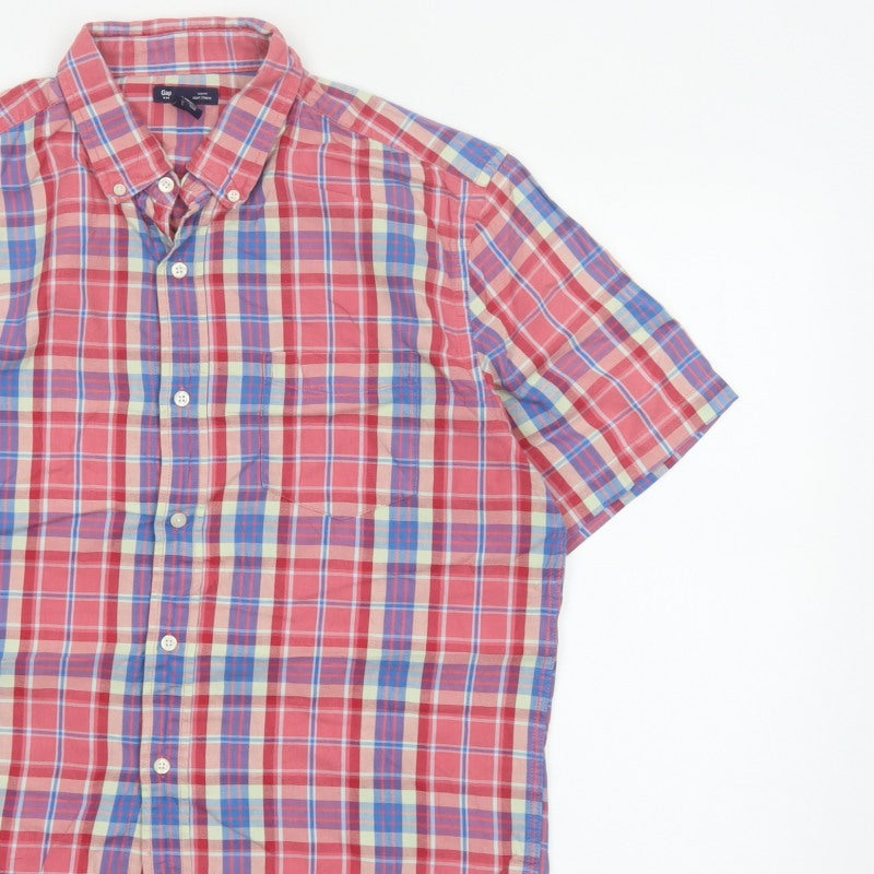 Additional view of Gap Men's Multicoloured Plaid Slim Fit Short Sleeve Button-Up Shirt L