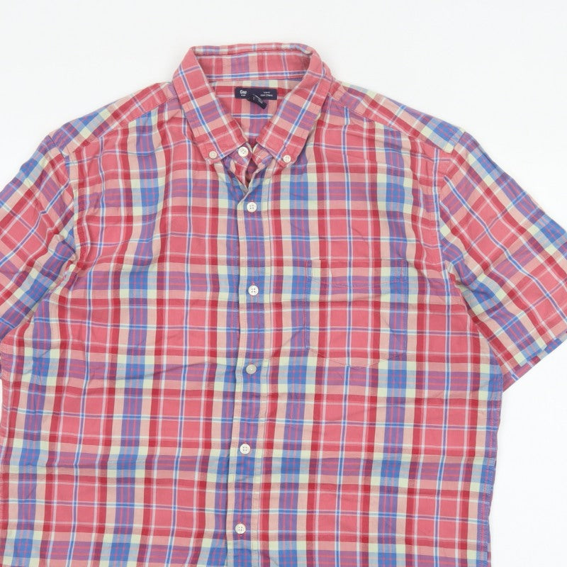 Additional view of Gap Men's Multicoloured Plaid Slim Fit Short Sleeve Button-Up Shirt L