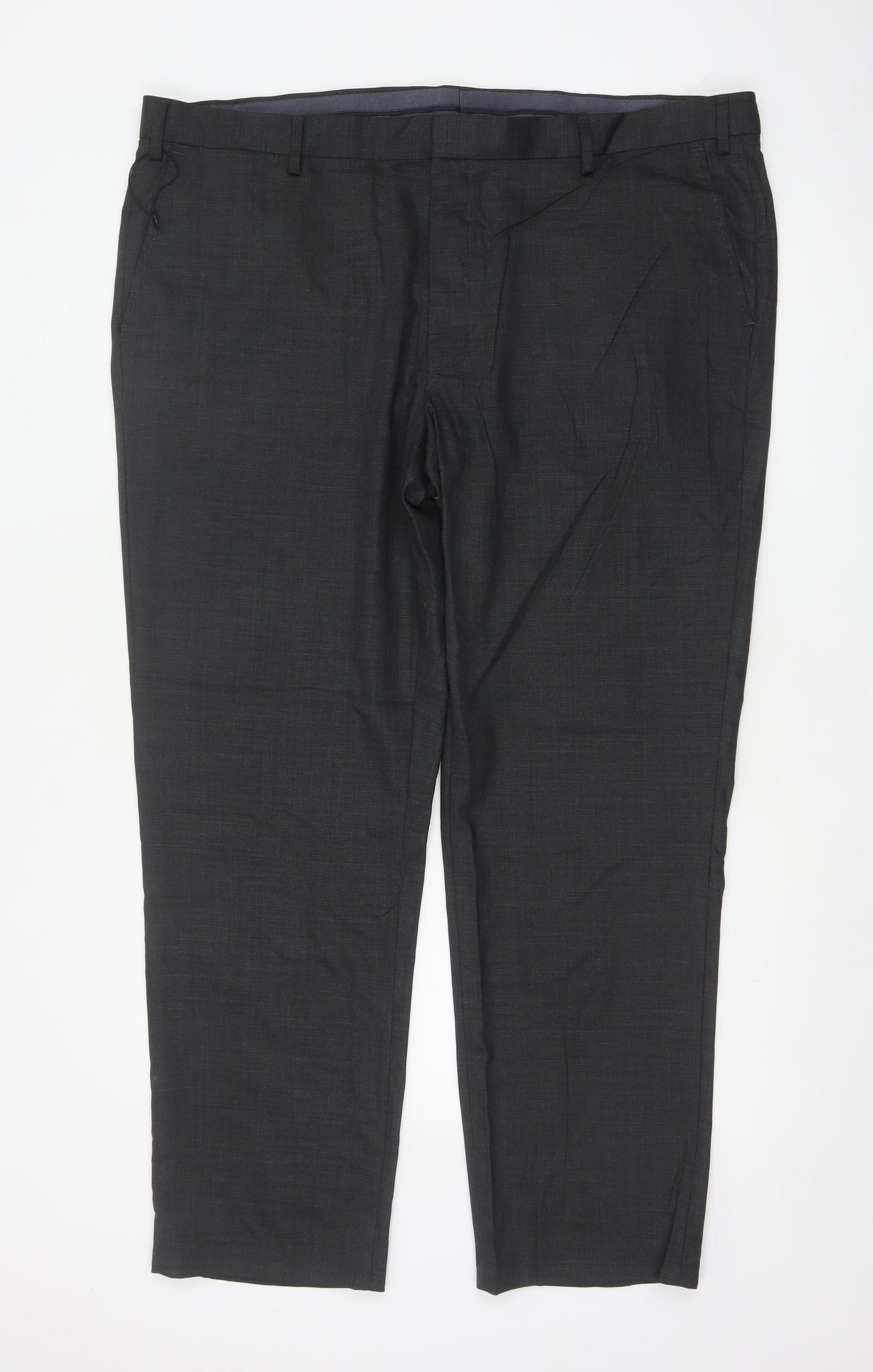 Marks & Spencer Men Black 44 Regular Fit Wool Blend Dress Trousers