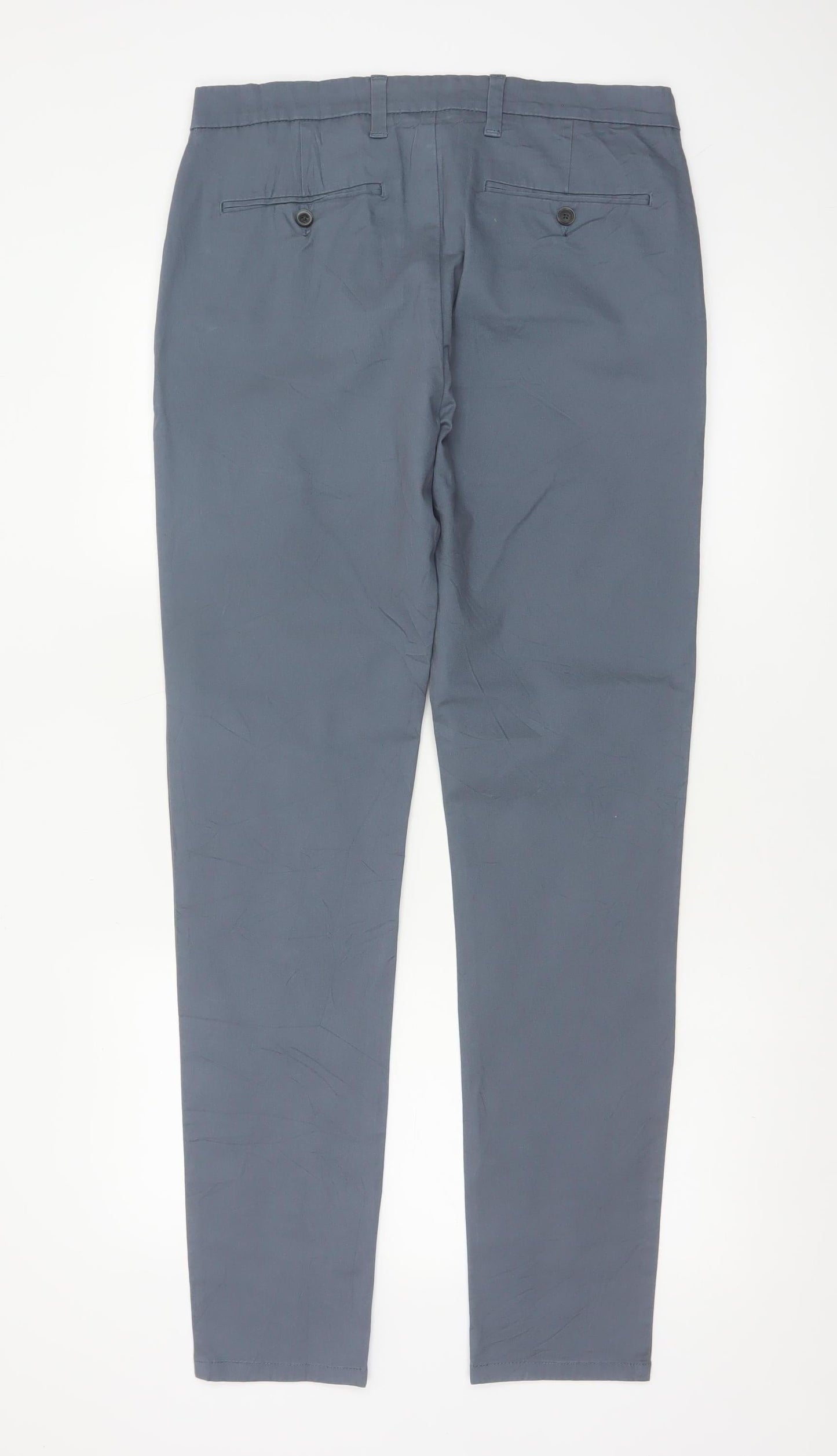 Marks and Spencer Men Blue 32/33 Skinny Fit Stretch Chino Trousers