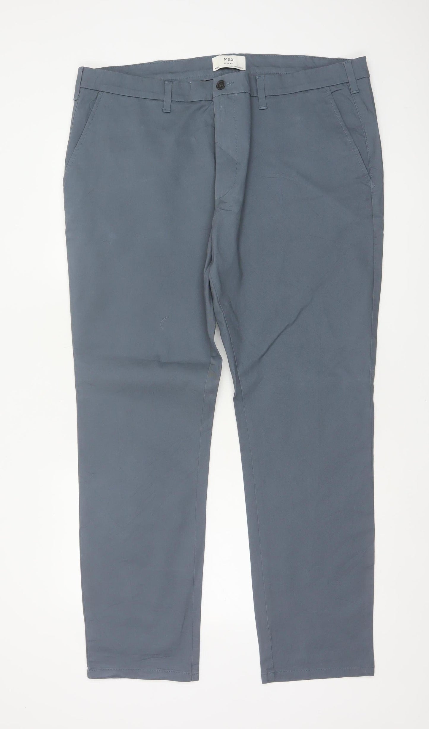 Marks & Spencer Men’s Grey 40/31 Slim Fit Stretch Chino Trousers