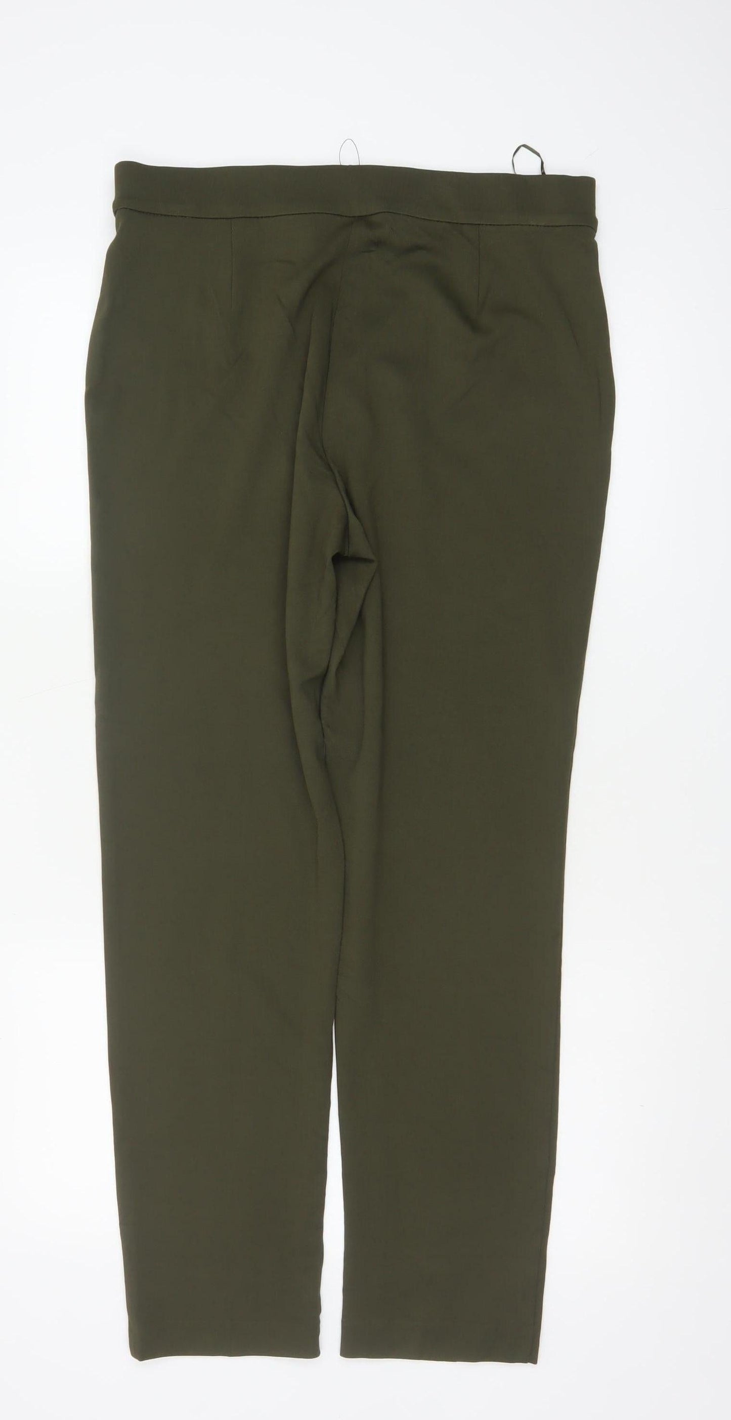 M&S Women’s Dark Khaki Size 14 Long Slim Ankle Grazer High Rise Trousers