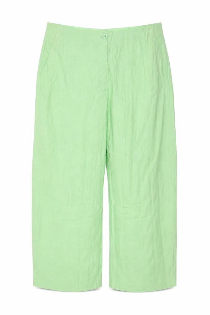 Marks & Spencer Women’s Green Linen Blend Straight Trousers UK 22 Short