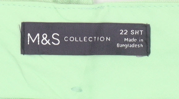 Marks & Spencer Women’s Green Linen Blend Straight Trousers UK 22 Short