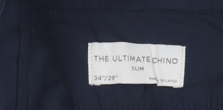 Marks and Spencer Men Blue 34 Slim Ultimate Chino Trousers 34/29