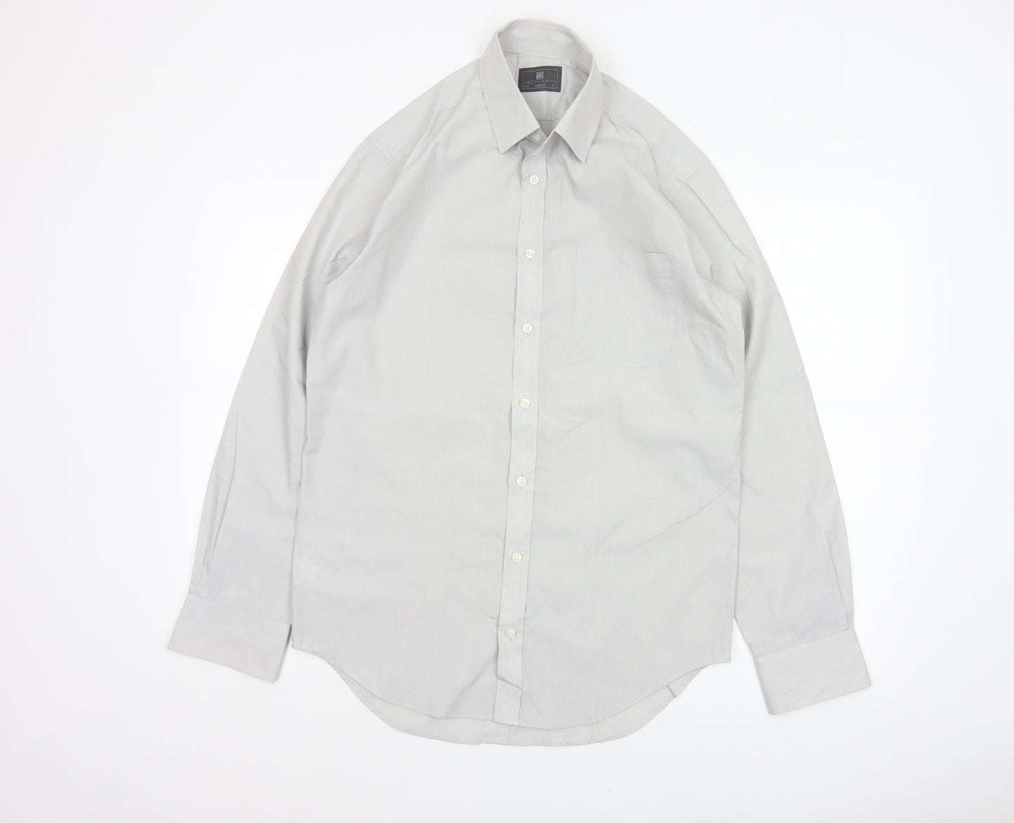 Marks and Spencer Men Grey 14.5 Regular Fit Long Sleeve Shirt 37in
