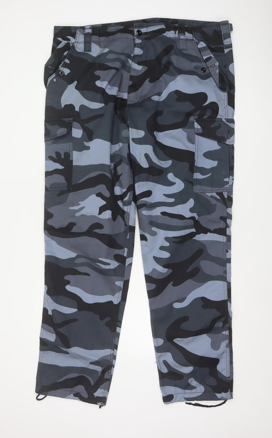 Blue Castle Men’s Grey Camo Cargo Trousers 40/32 Adjustable Waist