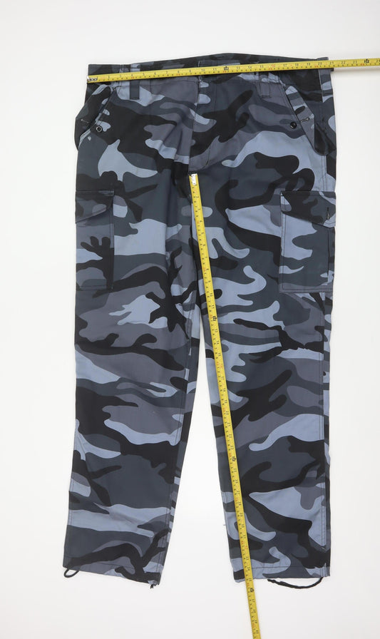 Blue Castle Men’s Grey Camo Cargo Trousers 40/32 Adjustable Waist