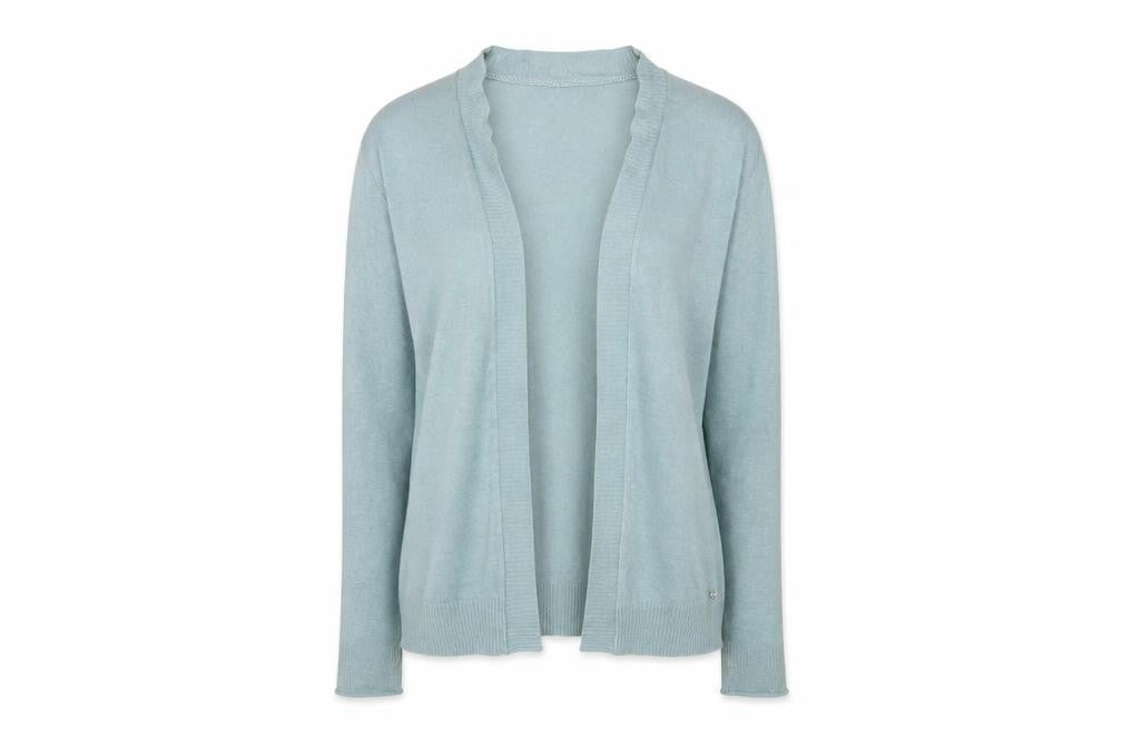 White Stuff Women Blue UK 14 Open Knit Cardigan Linen Cotton Long Sleeve