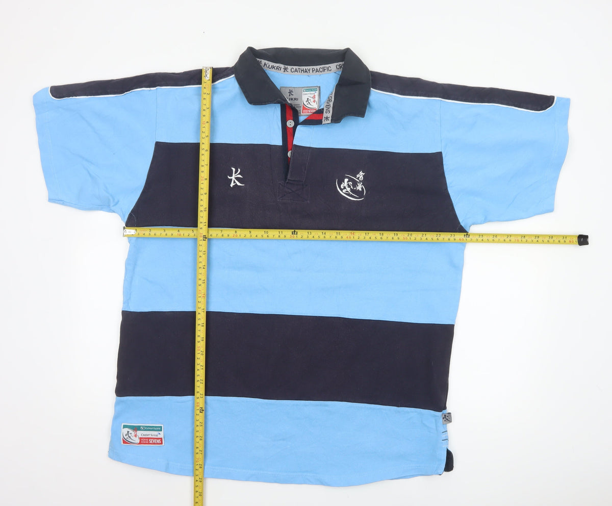 Close-up detail of Kukri Men’s Blue XL Hong Kong Sevens 09 Rugby Polo Shirt