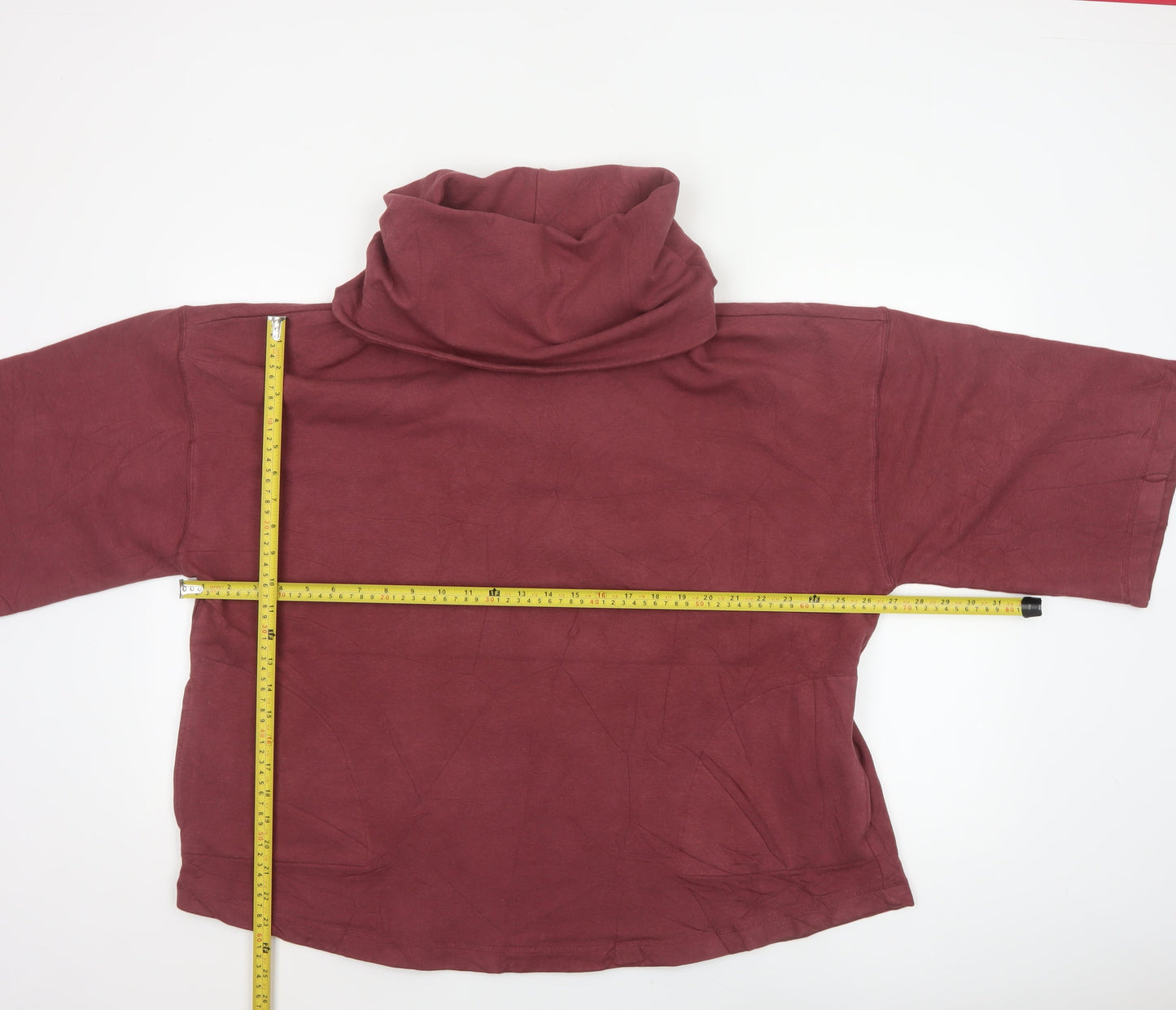 Thought Womens Red S/M Cowl Neck Short Sleeve Oversized Sweatshirt