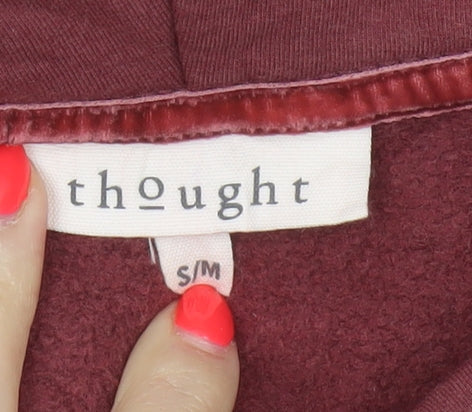 Thought Womens Red S/M Cowl Neck Short Sleeve Oversized Sweatshirt