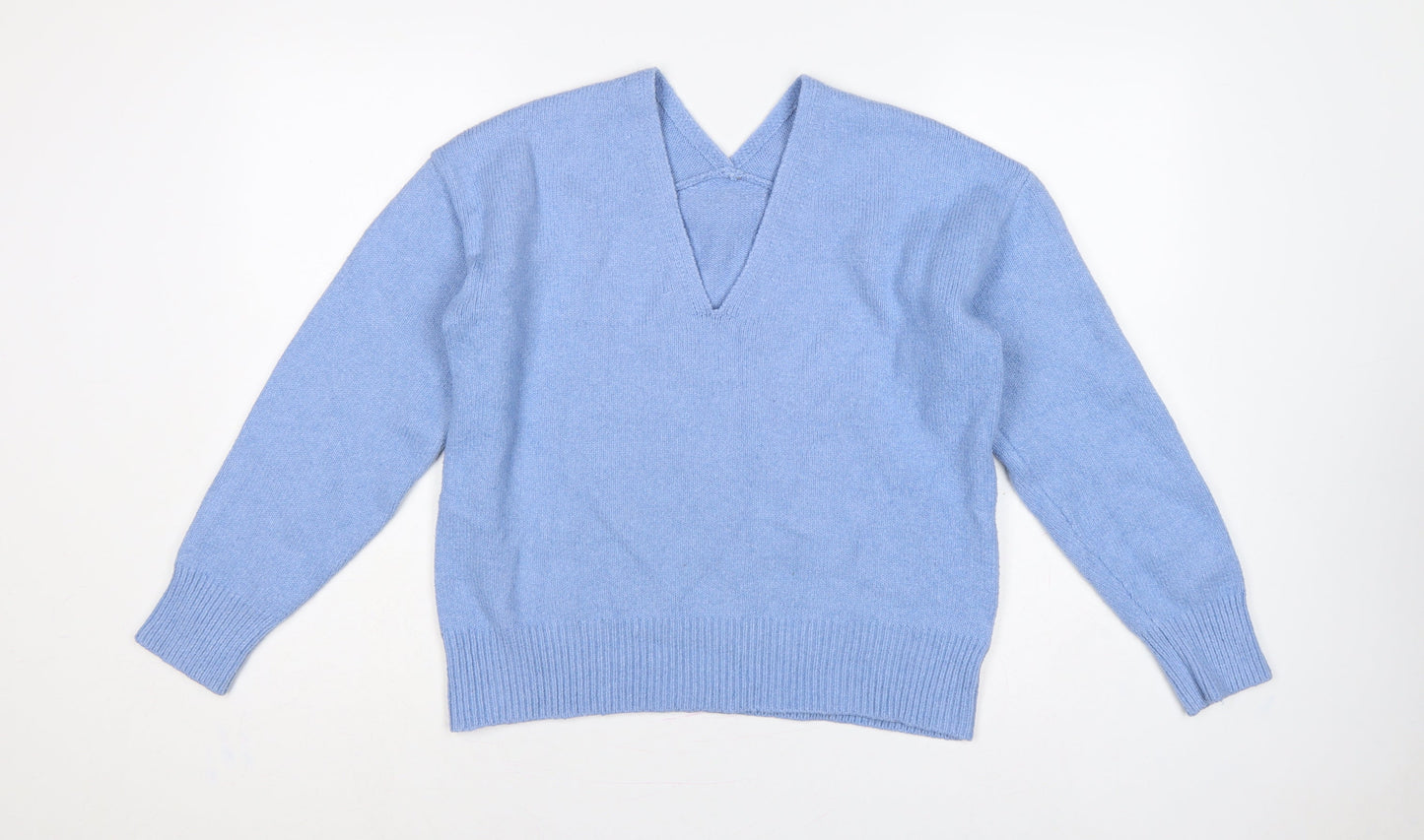Next Women Blue UK 12 V-Neck Raglan Knit Pullover Jumper