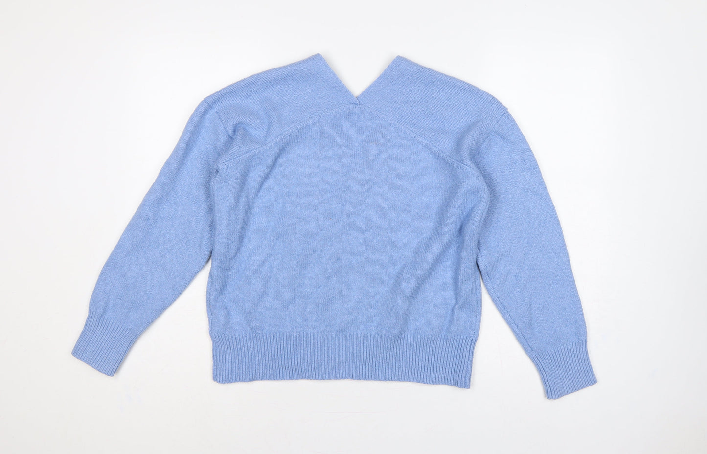Next Women Blue UK 12 V-Neck Raglan Knit Pullover Jumper