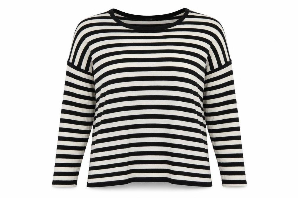 H&M Women’s Black White Striped Cotton Knit Pullover Jumper UK 14